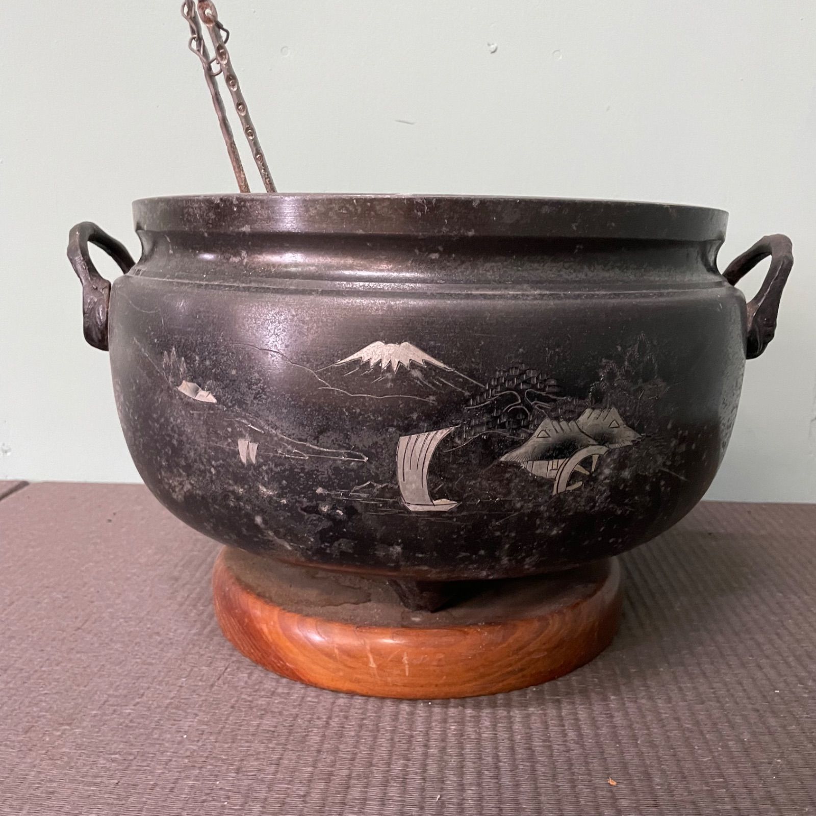 ♭ 火鉢 銅製 年代物 工芸品 骨董品 アンティーク 昭和レトロ