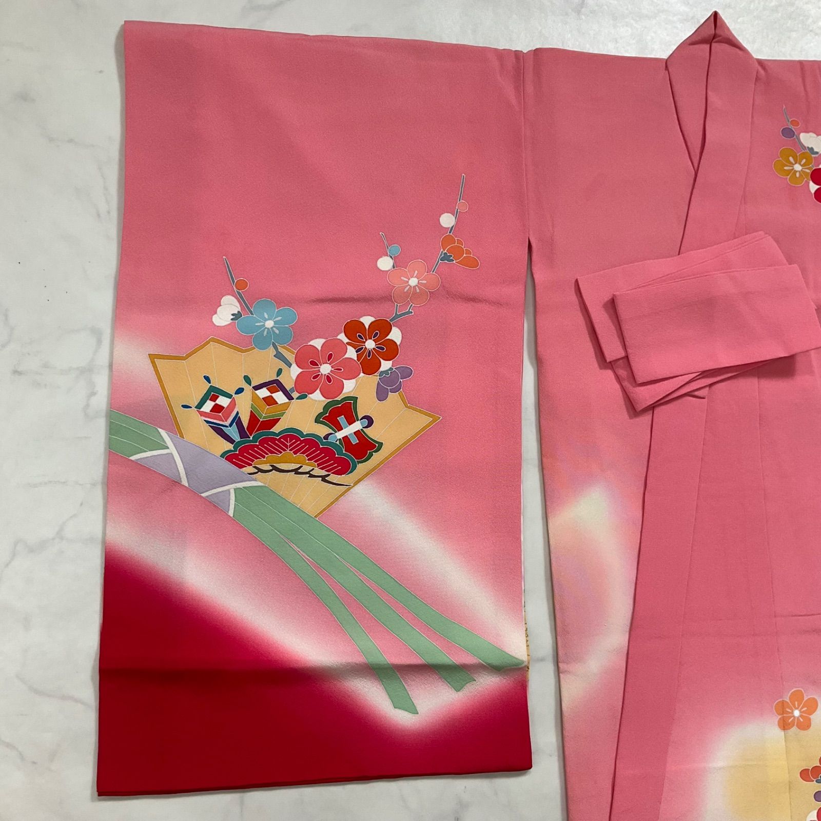 ◇kimono+one◇産着◇お宮参り◇子供着物◇仕付け糸付き◇正絹◇七五三