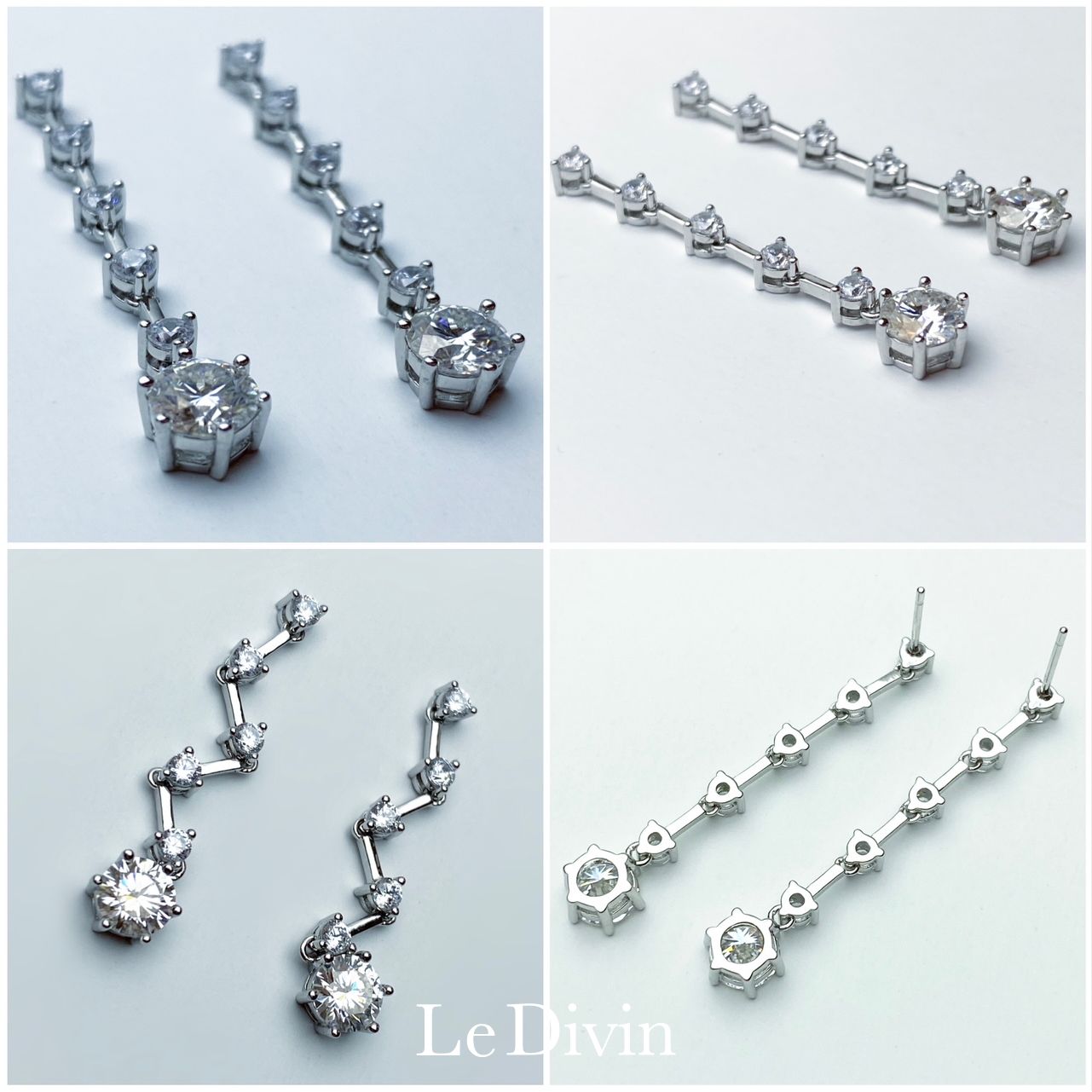 モアサナイト2.0ct エレガントロングピアス S925プラチナ加工 金 