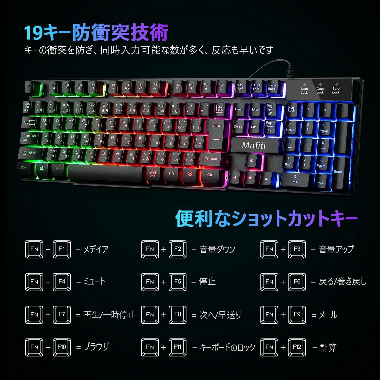 新品 ゲーミング キーボード マウス セット USB有線 106キー
