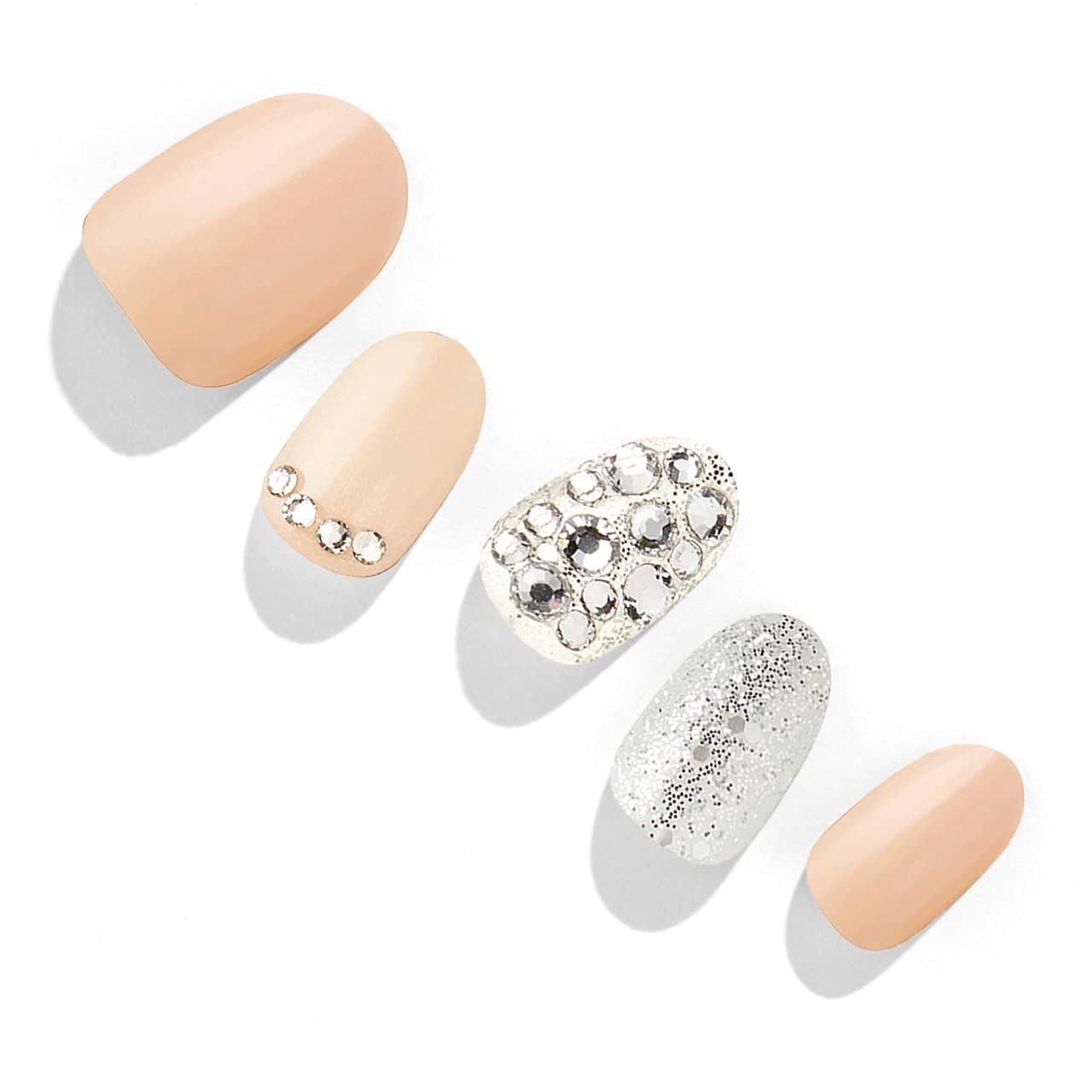 [ダッシングディバ] ネイルチップ ネイルシール ジェルネイルシール ジェルネイル ネイル カラージェル つけ爪 シール 手 ハンド マジックプレス Bridal Beige ベージュ系 オフホワイト オーバル 小さい 小さめ 短い MJ [MJP062PO]