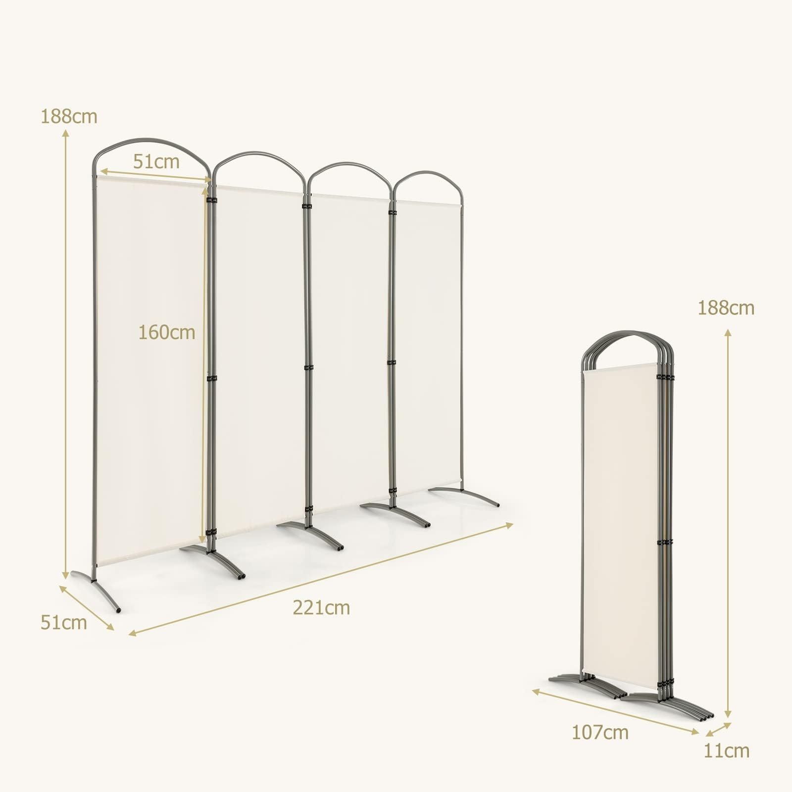 迅速発送 COSTWAY 間仕切り パーテーション 4連 幅221cm 高さ188cm 折りたたみ 布タイプ パーティション 衝立 目隠し 部屋仕切り スクリーン 屏風 キャスター無し オフィス クリニック レストラン ホテル ベージュ WWW_KANDAIZUMI_COM