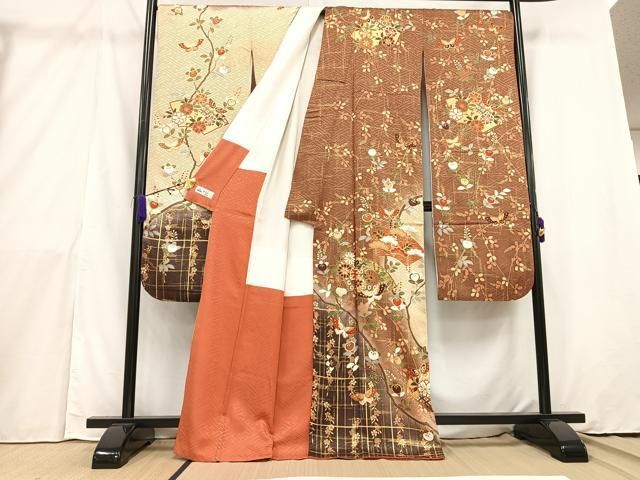 平和屋着物□豪華振袖 駒刺繍 地紙花蝶文 金彩 やまと誂製 正絹