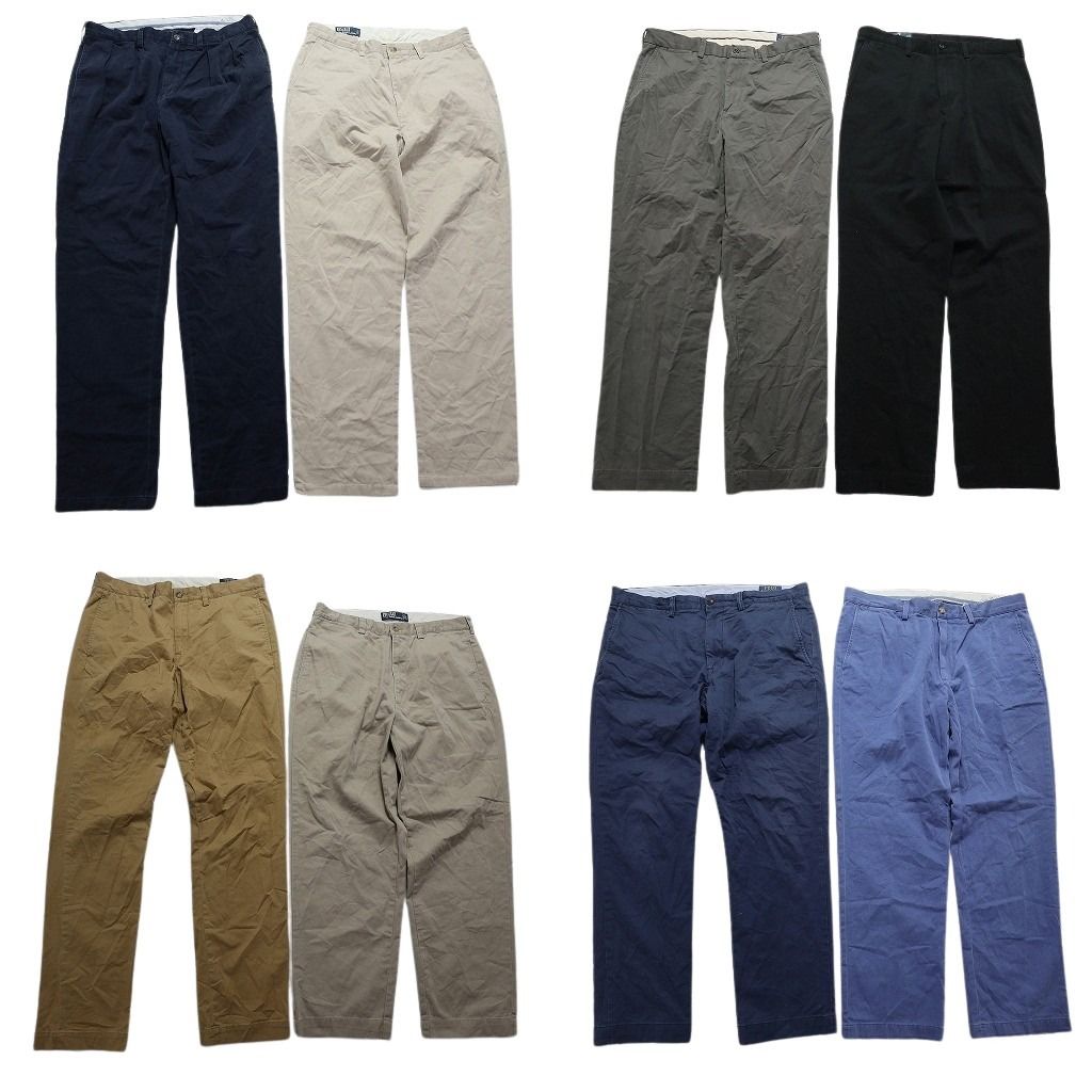古着卸 ラルフローレン パンツ 8枚セット メンズ 34 チノパン ワークパンツ ブラック 黒 ネイビー 紺 古着 NA5356