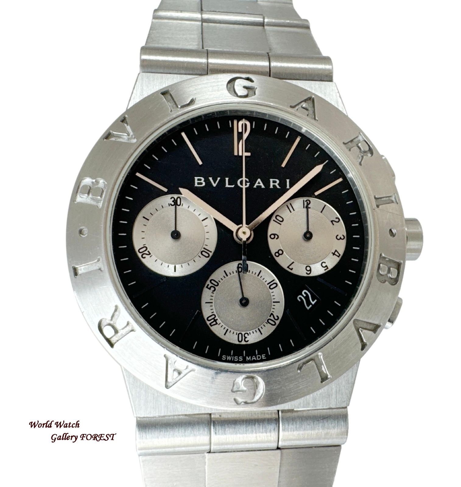 ブルガリ BVLGARI ディアゴノ スポーツ メンズ腕時計 CH35S クロノグラフ クオーツ 黒文字盤