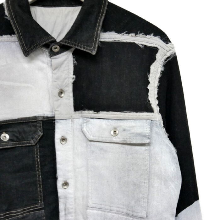 DRKSHDW by Rick Owens リックオウエンス 20SS DENIM OUTER SHIRT OVERSHIRT デニムシャツ  パッチワーク 切り替え DU20S5753-SCOMW1 WHITE BLACK S - メルカリ