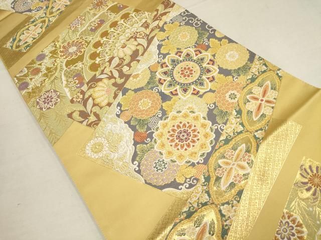 平和屋着物●六通柄袋帯　鏡裏半丸紋　金銀糸　正絹　逸品　CAAV7065hy 平和屋着物○六通柄袋帯 鏡裏半丸紋 金銀糸 正絹