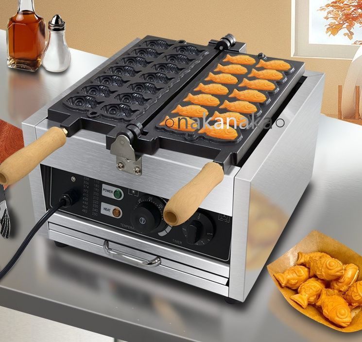 110V 14穴ミニタイ焼き機 両面焼き 電熱式 小型たい焼きメーカー 膨化器 ホットプレート