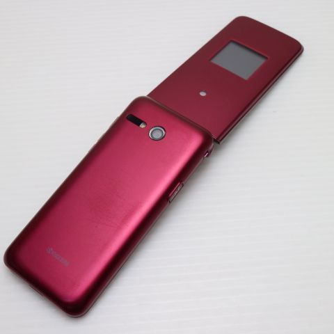 美品 かんたんケータイ ライト KYF43 ワインレッド スマホ 白