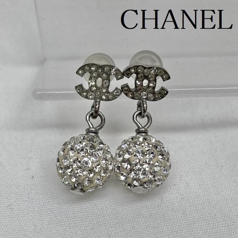 CHANEL シャネル ピアス ココマーク ラインストーン ミラーボール