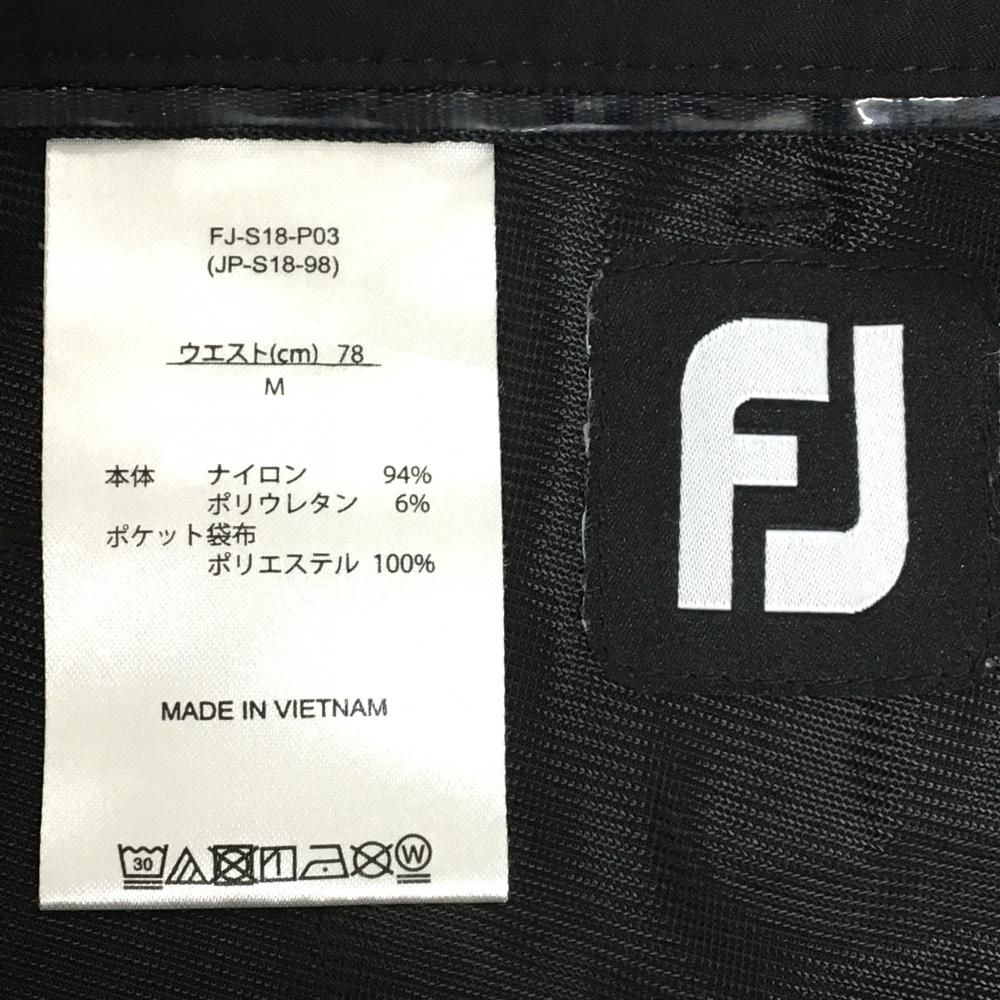 超美品】フットジョイ パンツ 黒 シンプル ロゴ刺しゅう