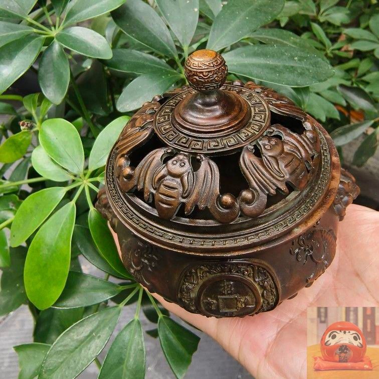 銅 細工 双羊争輝香炉 蔵炉 香道具装飾品 工芸品 置物 銅 細工 双羊争輝香炉 蔵炉 香道具装飾品 工芸品 置物 工芸品