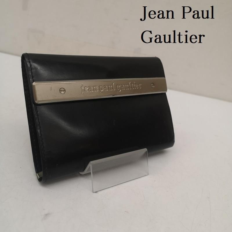 JEAN PAUL GAULTIER　二つ折り財布 jean paul gaultier ブラックレザー二つ折り財布 - メルカリ