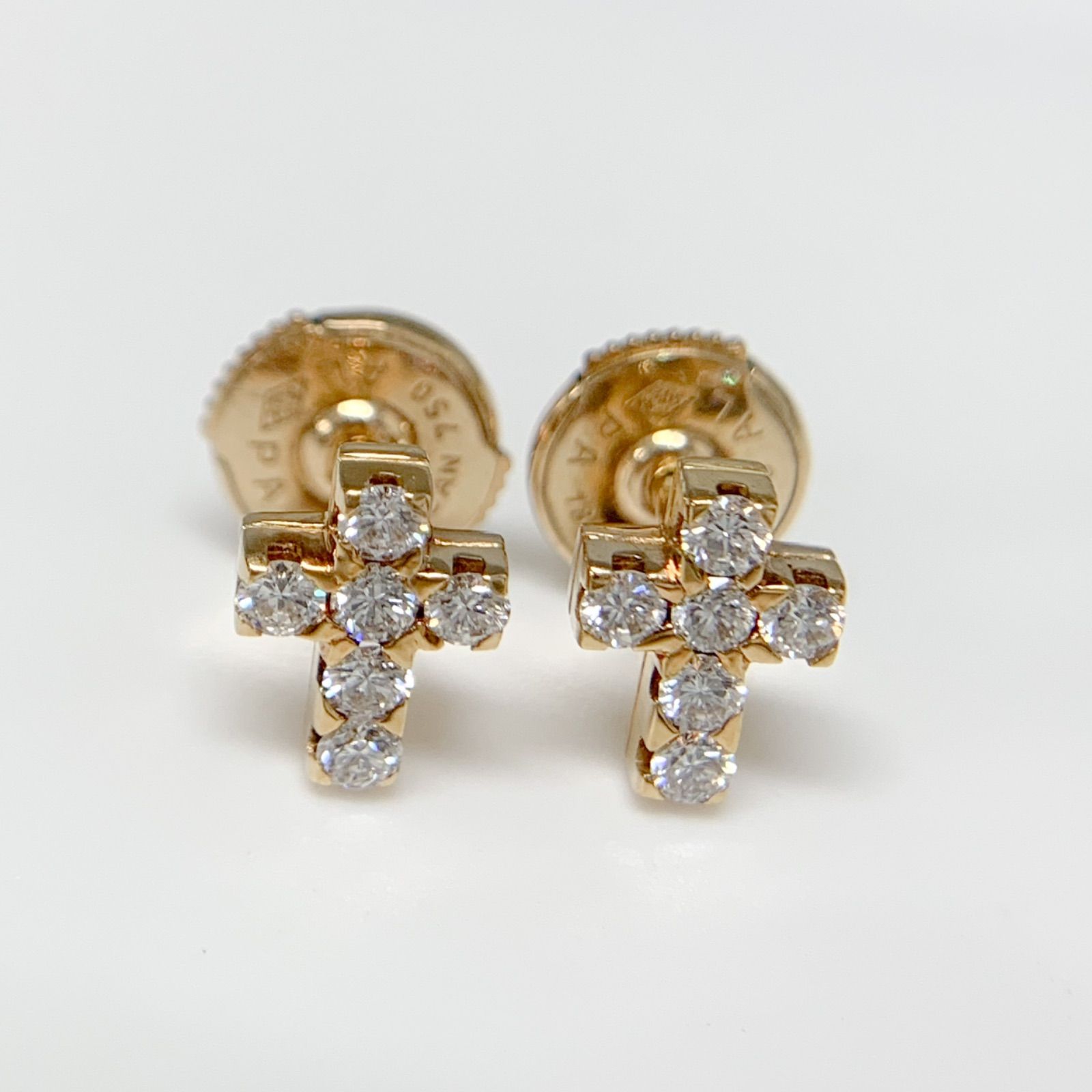 ヴァンクリーフ＆アーペルVan Cleef - Arpels 12石のダイヤモンド クロスモチーフ 750ピアスK18YG