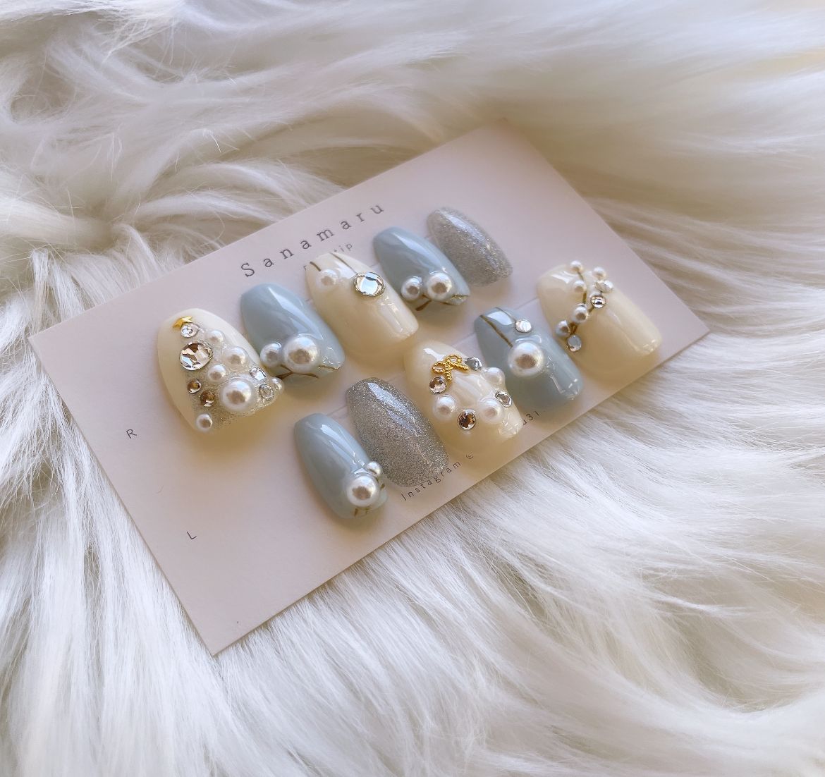 現品】 91 ネイルチップ クリスマスネイル 冬ネイル ホワイト ライト  