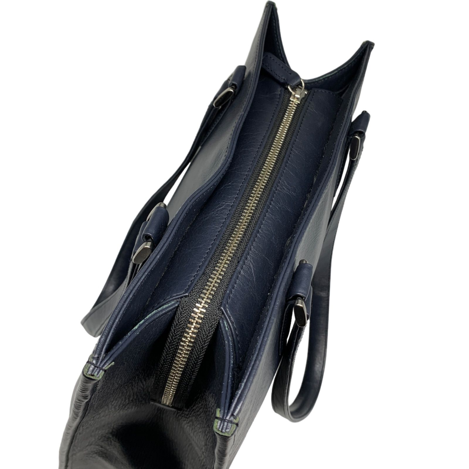 ♪0676 ビジネスレザーファクトリー トートバッグ A4収納可能 ネイビー