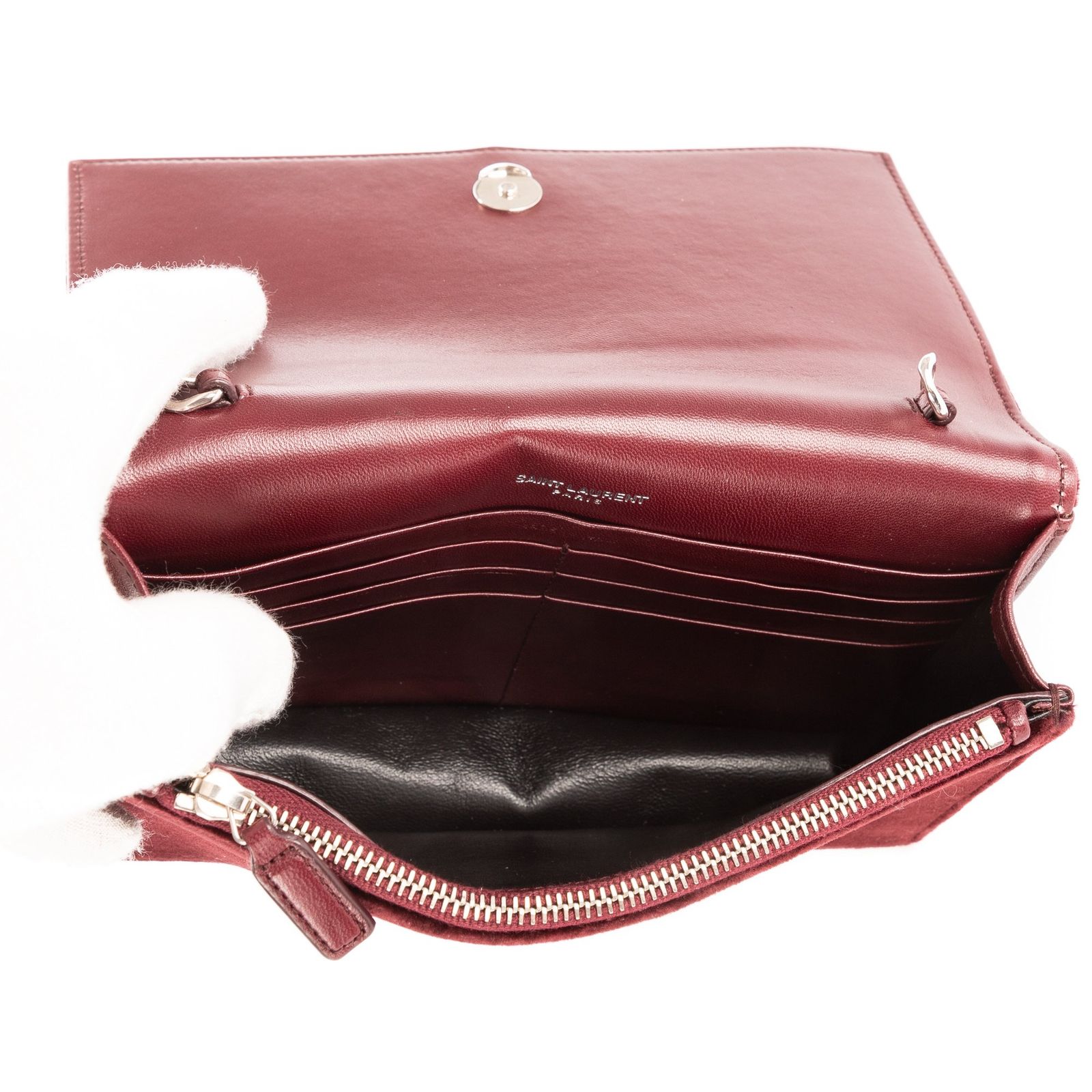 YVES SAINT LAURENT イヴサンローラン ラインストーン ケイト タッセル クロスボディダークグレーベルベットA DECORATOM_COM_BR