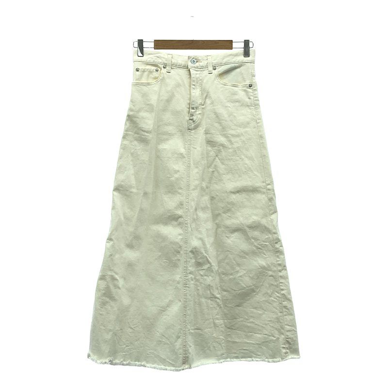 woadblue | ウォードブルー | narrow skirt カットオフ加工 ストレッチ ホワイトデニム スカート | XS | オフホワイト | レディース