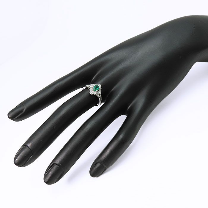 Pt900】エメラルド ダイヤモンド リング 13号 指輪 ソーティング付