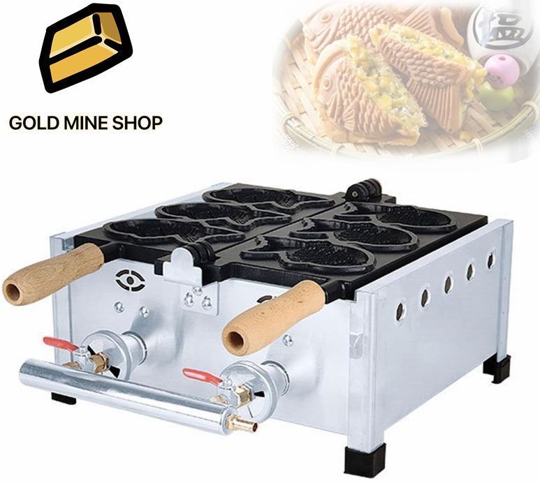 業務用ガスたい焼きメーカー 3個ノンスティック和魚型ワッフルアイロン機 両面加熱 13cmたい焼き スナックバー レストラン用ステンレ