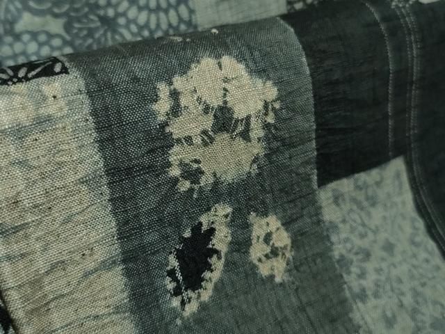 平和屋着物□極上 伝統工芸士 七代目 吉澤与市 紬 絞り 短冊花文 証紙