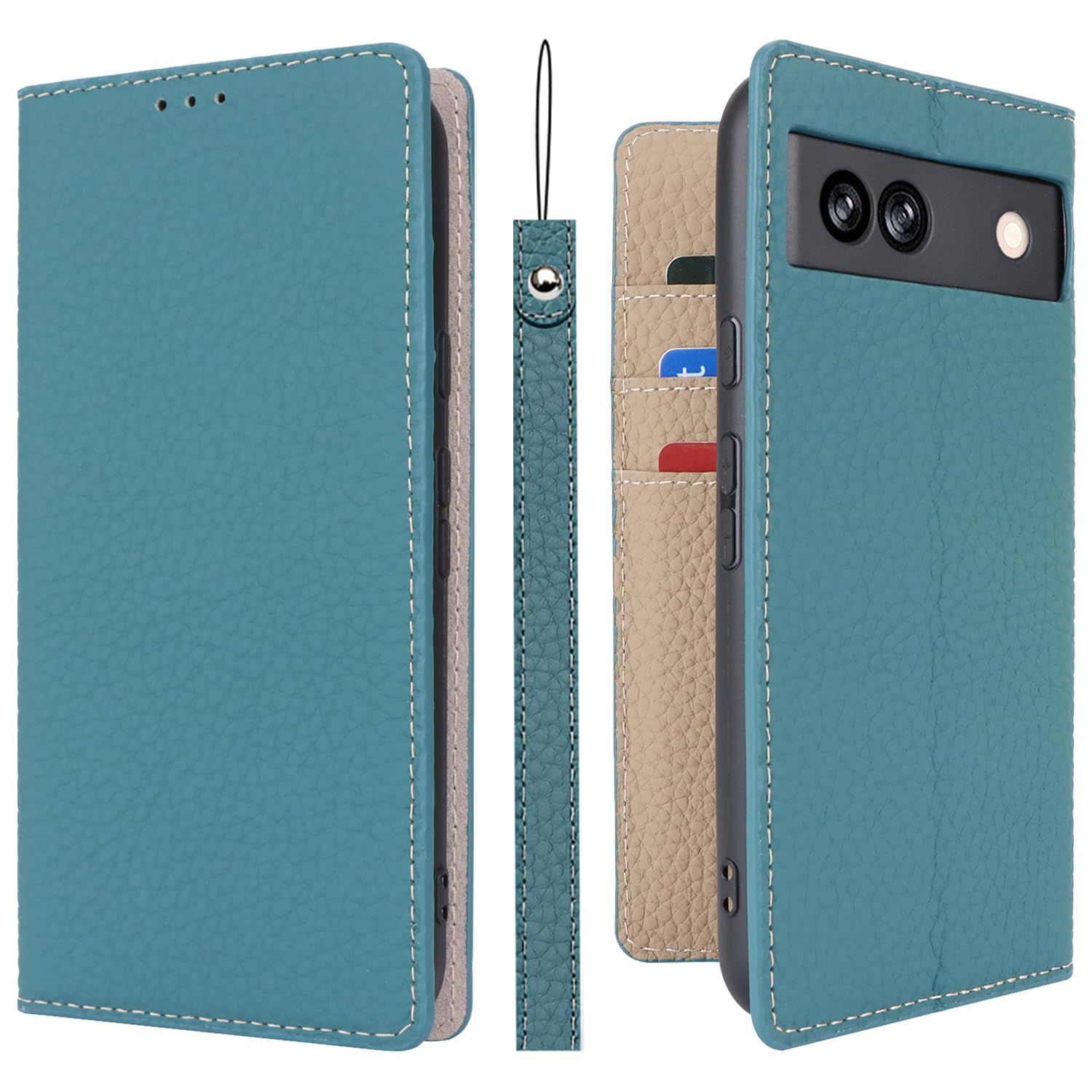 レザー スタンド機能 カード収納 SoftBank カバー 耐衝撃 手帳型 ストラップ au 本革 docomo スマホケース -スカイブルー グーグル ケース ケース ケース ピクセル8a 8a 8a pixel Pixel Google Ｈａｖａｙ