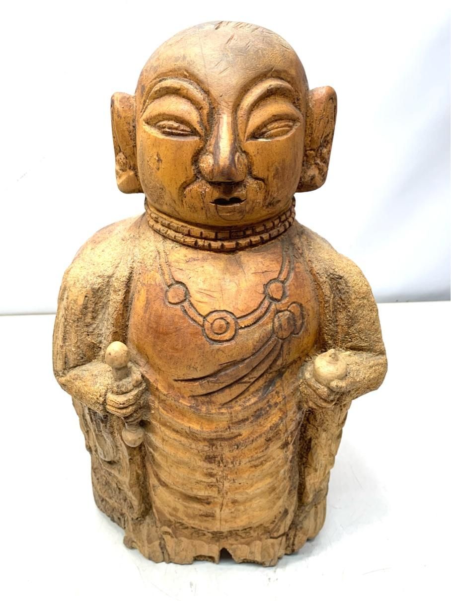 特大木彫り人形 地蔵 菩薩 縁起物 円空 置物 インテリア ヴィンテージ 昭和レトロ A9716A14