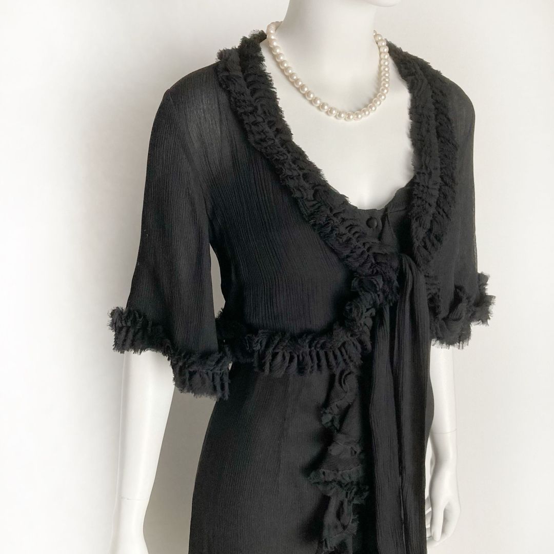 GRACE CONTINENTAL グレースコンチネンタル 上品 シルク 絹 キャミドレスワンピース＆ボレロ 36サイズ 黒 ブラック