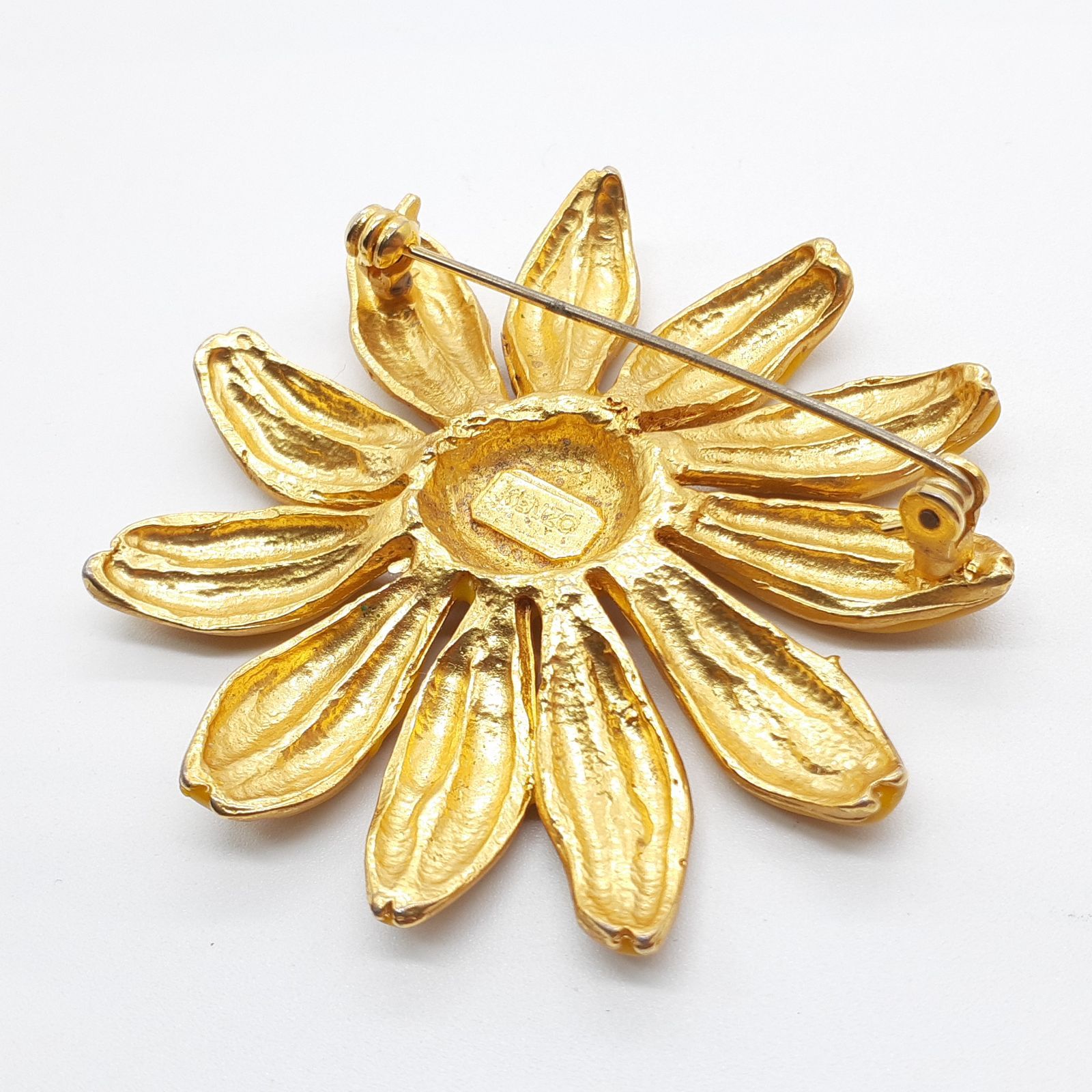 KENZO ケンゾー ブローチ ゴールド イエローフラワー ヴィンテージ