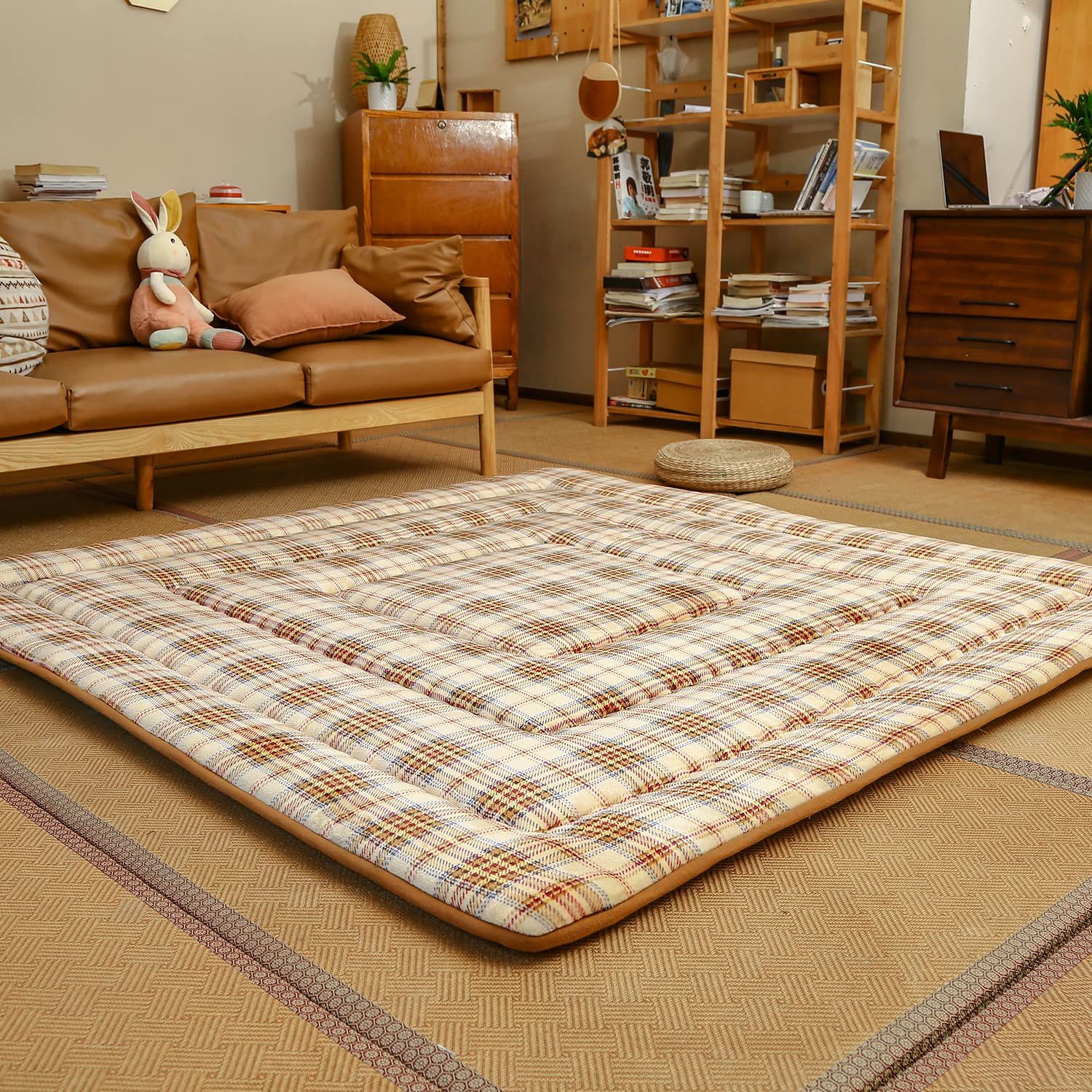 JEMAジェマ こたつ敷き布団 こたつマット こたつ敷き ラグ ラグマット カーペット 厚 厚手 ホットカーペット対応 蓄熱 長方形 3畳 すべり止め 暖かい ウォーム 冬用 北欧 滑り止め付き ふわふわ リビング 約185x235cm チエック NEXPOTALLINN_EU