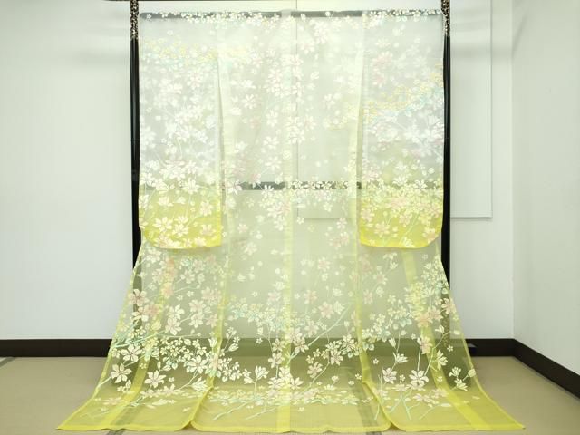 お引きずり・お引き摺り・引き振袖　結婚式　草花文　暈し染め　金銀彩　逸品 平和屋着物□極上 お引きずり・お引き摺り・引き振袖