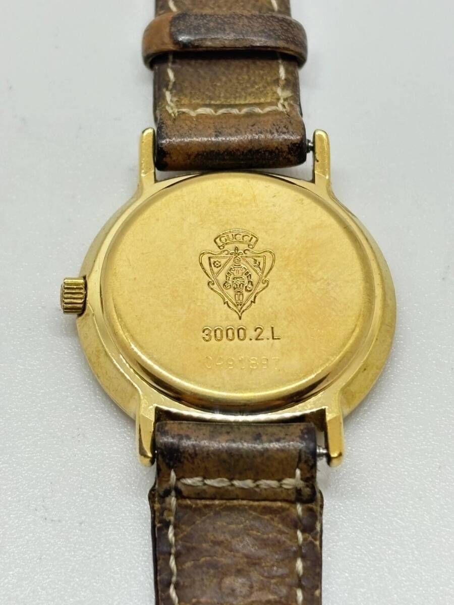 GUCCI 3000.2L クォーツ レディース腕時計 ゴールド系 動作OK