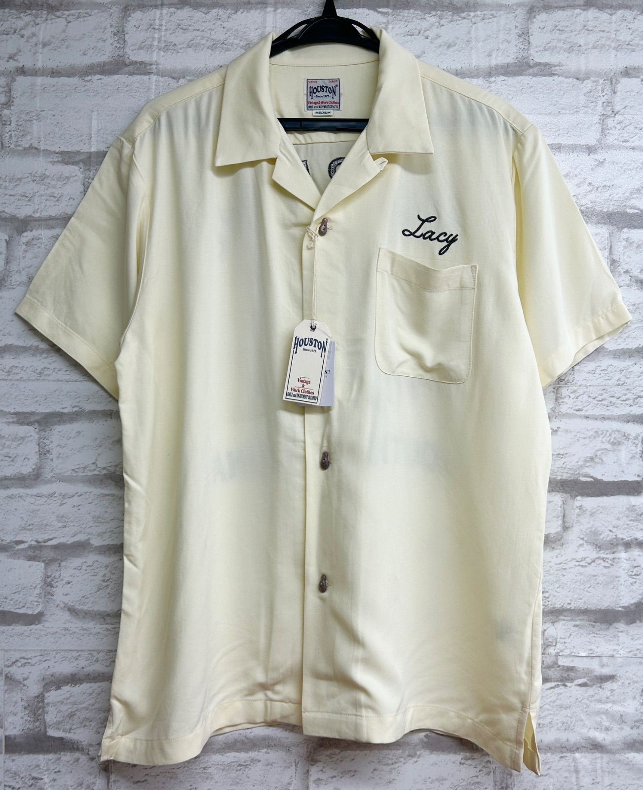 ◾️ ◾️HOUSTON ヒューストン ボウリングシャツ BOWLING SHIRT TIGER BOWL 半袖 レーヨン クリーム Ho- 41224