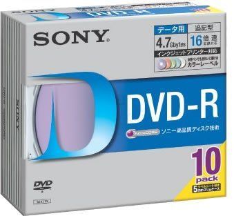【中古】(未使用･未開封品)　Sony DVD-R 4.7GB データ用 16倍速対応 カラーMixプリンタブル 10枚パック 10DMR47HPXH gsx453j