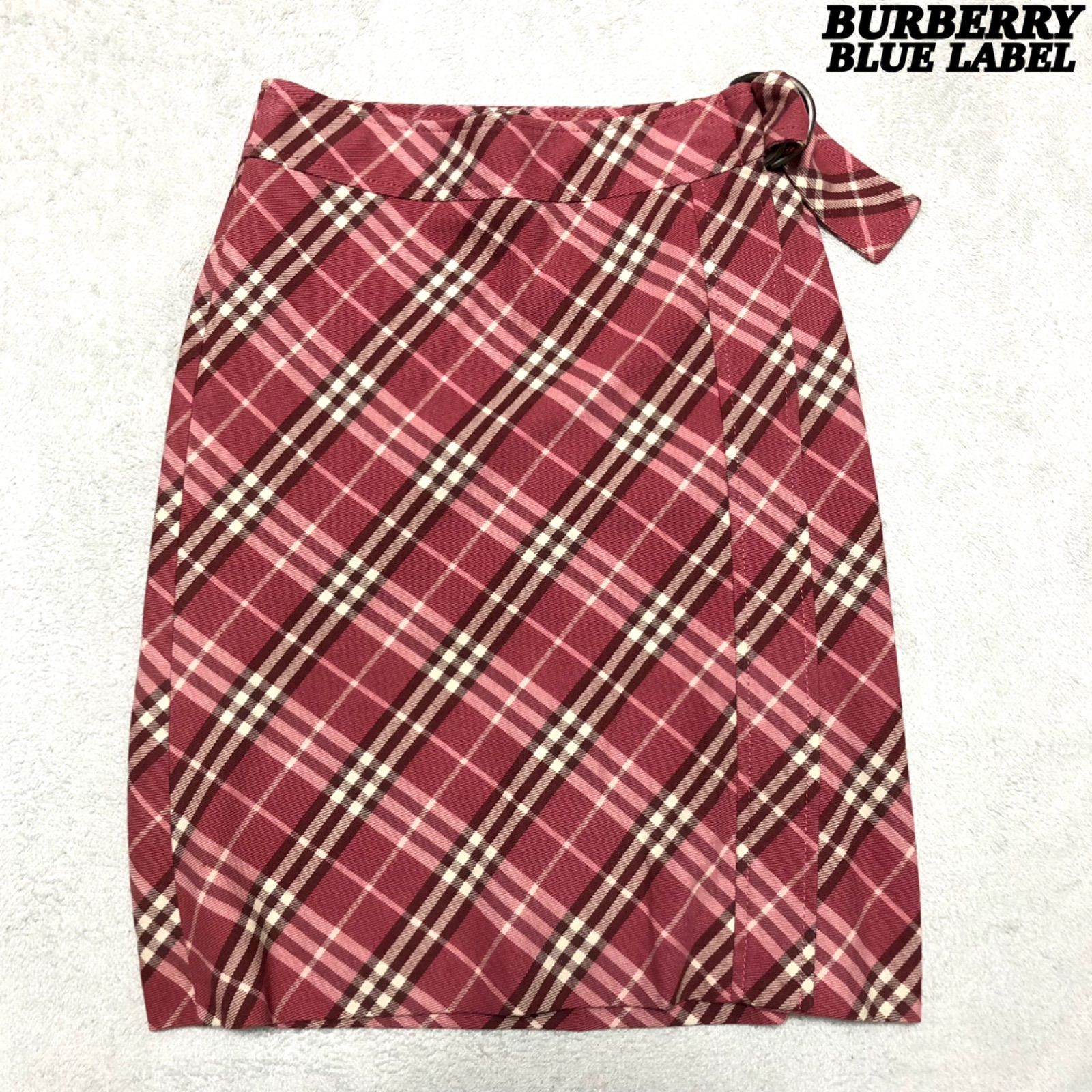 BURBERRY BLUE LABEL スカート ベルト付 ノバチェック柄 36サイズ ピンク バーバリーブルーレーベル
