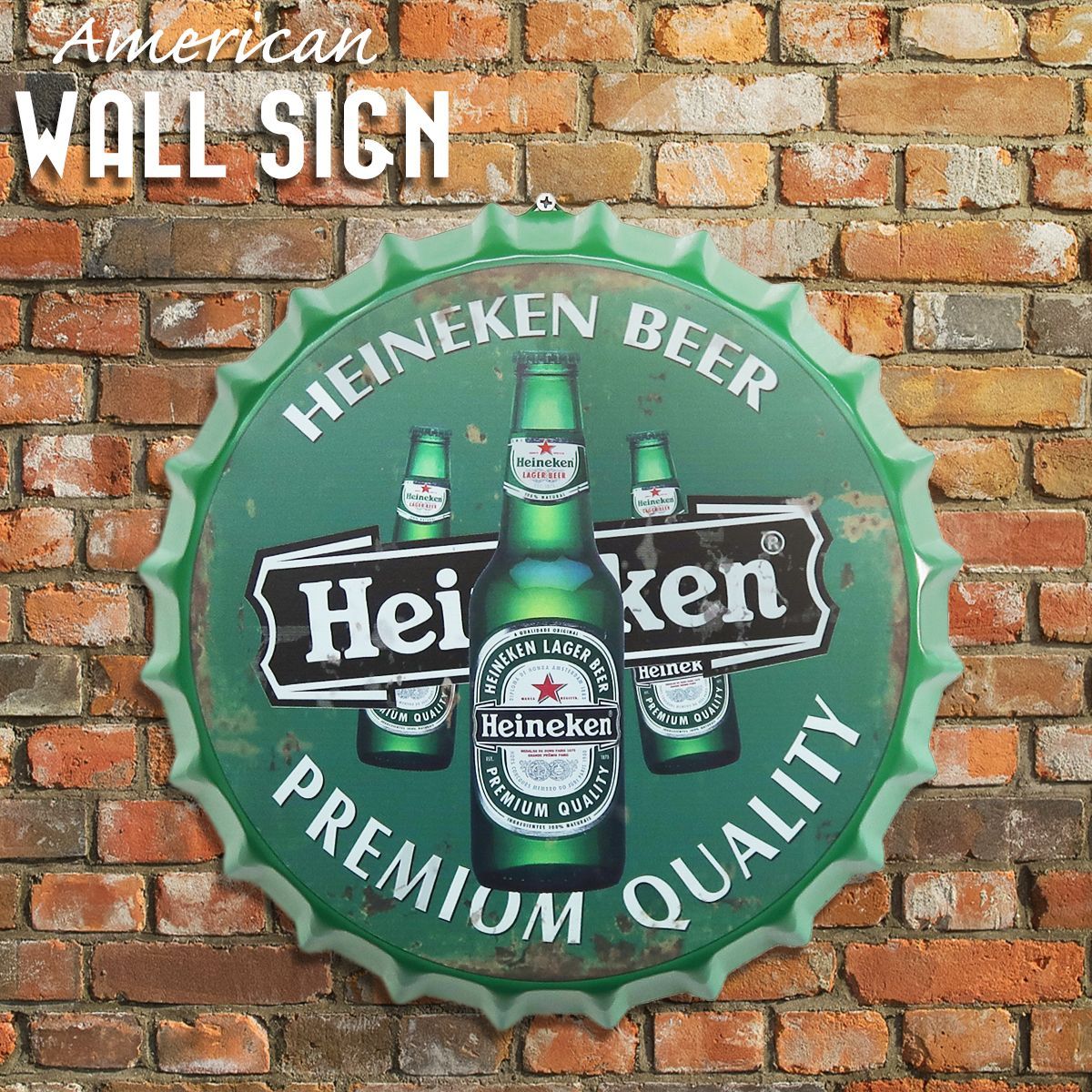 王冠 ブリキ看板 蓋 ハイネケン Heineken ウォールサイン アメリカン 