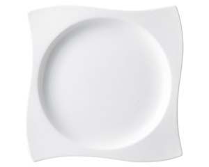 キ521 028 白磁ウェーブ満月8 5インチプレート