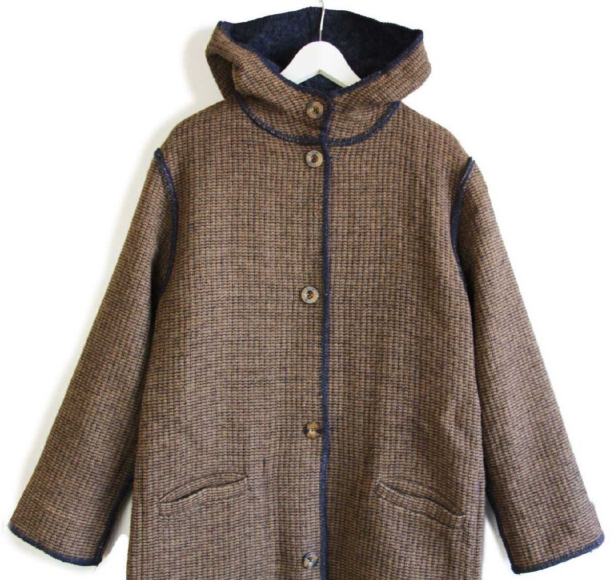 00s WOOLRICH JOHN RICH AND BROS ウールリッチ 無地 リバーシブル ロング ウール ブランケット コート★オールド  パーカー フード ラグ