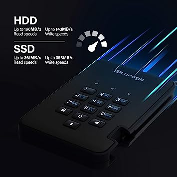 4TB Black iStorage diskAshur2 HDD 4TBブラック-安全なポータブル