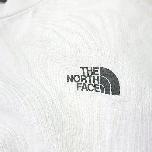 ◇ THE NORTH FACE 左袖、胸元、裾部分にブランドロゴ クルーネック 長袖 トレーナー サイズS ホワイト メンズ E 