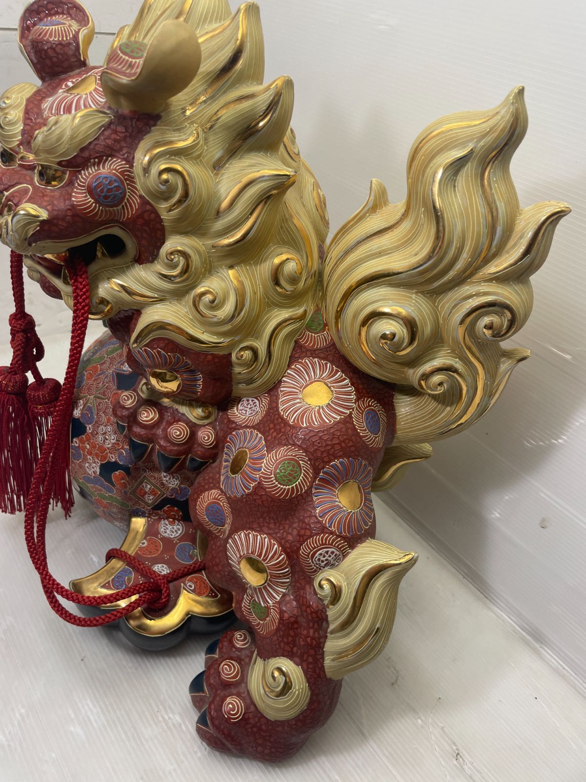 超美品　九谷焼　大型の唐獅子　打出の小槌 超美品 九谷焼 大型の唐獅子 打出の小槌