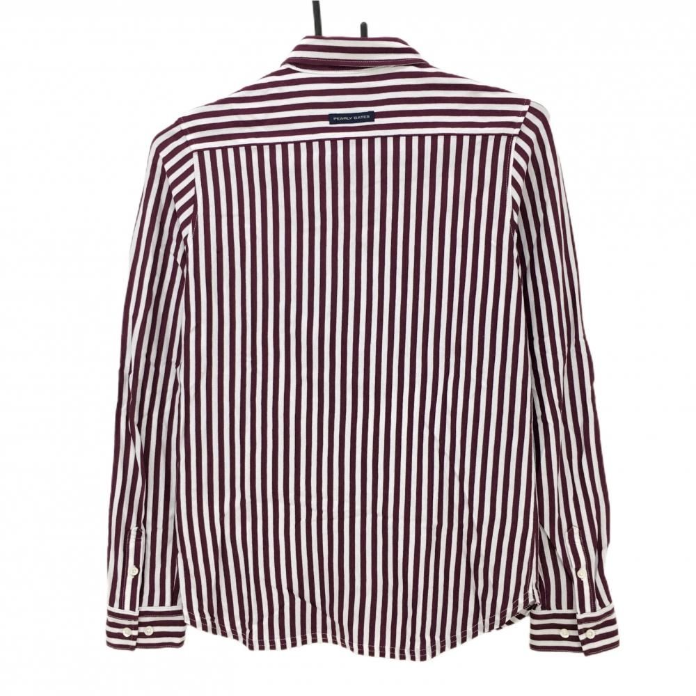 PEARLY GATES - 【超美品】パーリーゲイツ 長袖シャツ ボルドー×白 ストライプ ボタンダウン コットン100％ レディース 1(M) ゴルフウェア PEARLY GATES 楽天市場】【美品】パーリーゲイツ 長袖シャツ 白×ボルドー