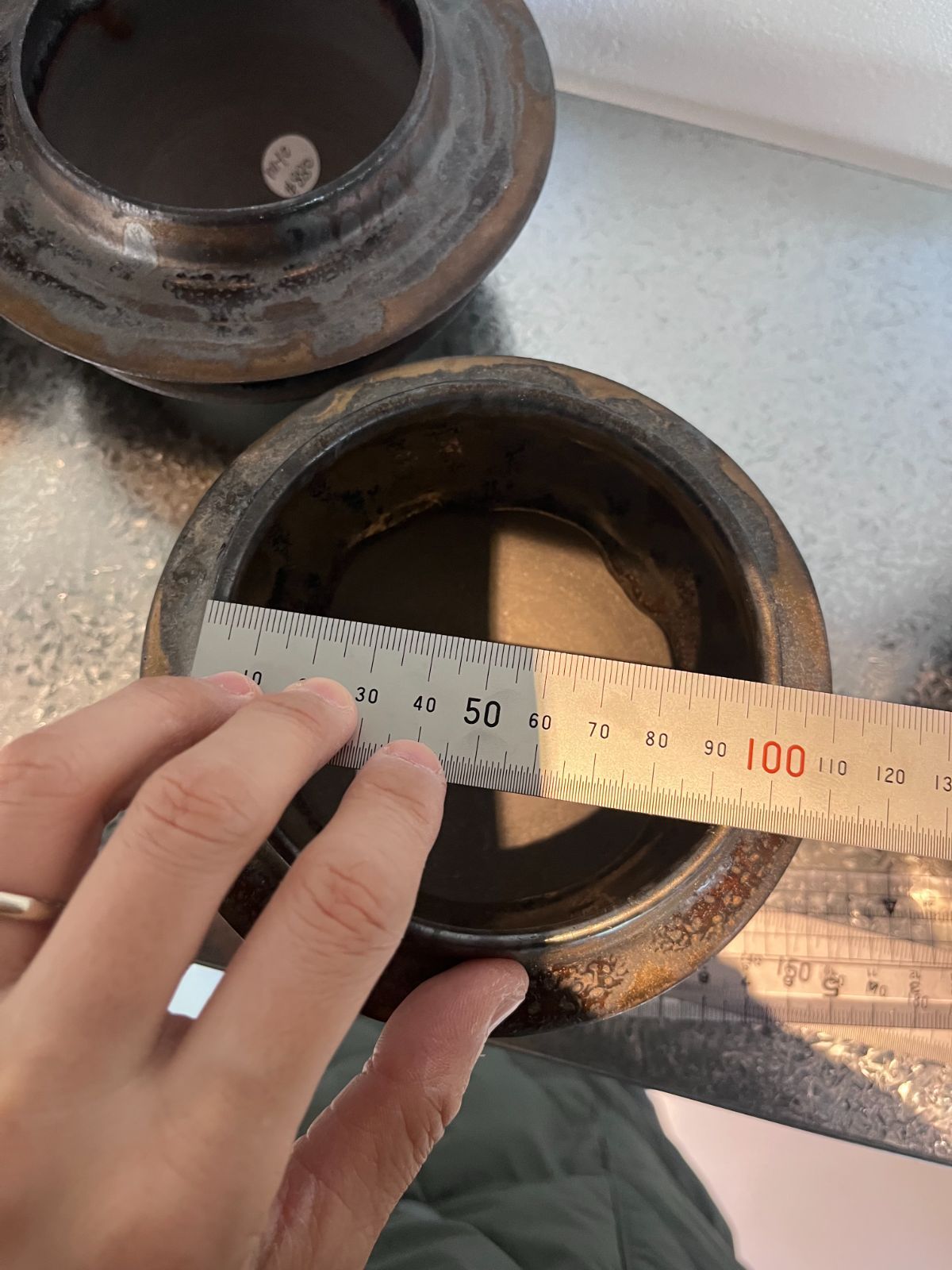 岩釉黑土植物鉢 メタリック釉