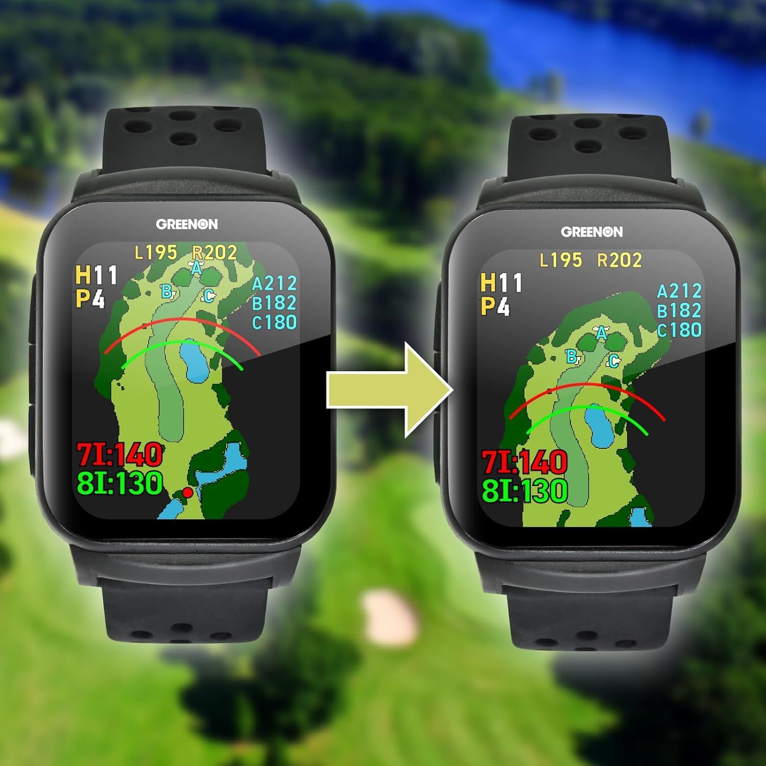 グリーンオン GreenOn THE GOLF WATCH GS501 ブラック 高精細 グリーンオン GreenOn THE GOLF WATCH GS501 ブラック 高精細