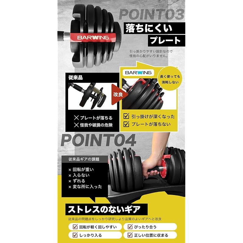 BARWING(バーウィング) ダンベル 可変式 可変式ダンベル 24kg