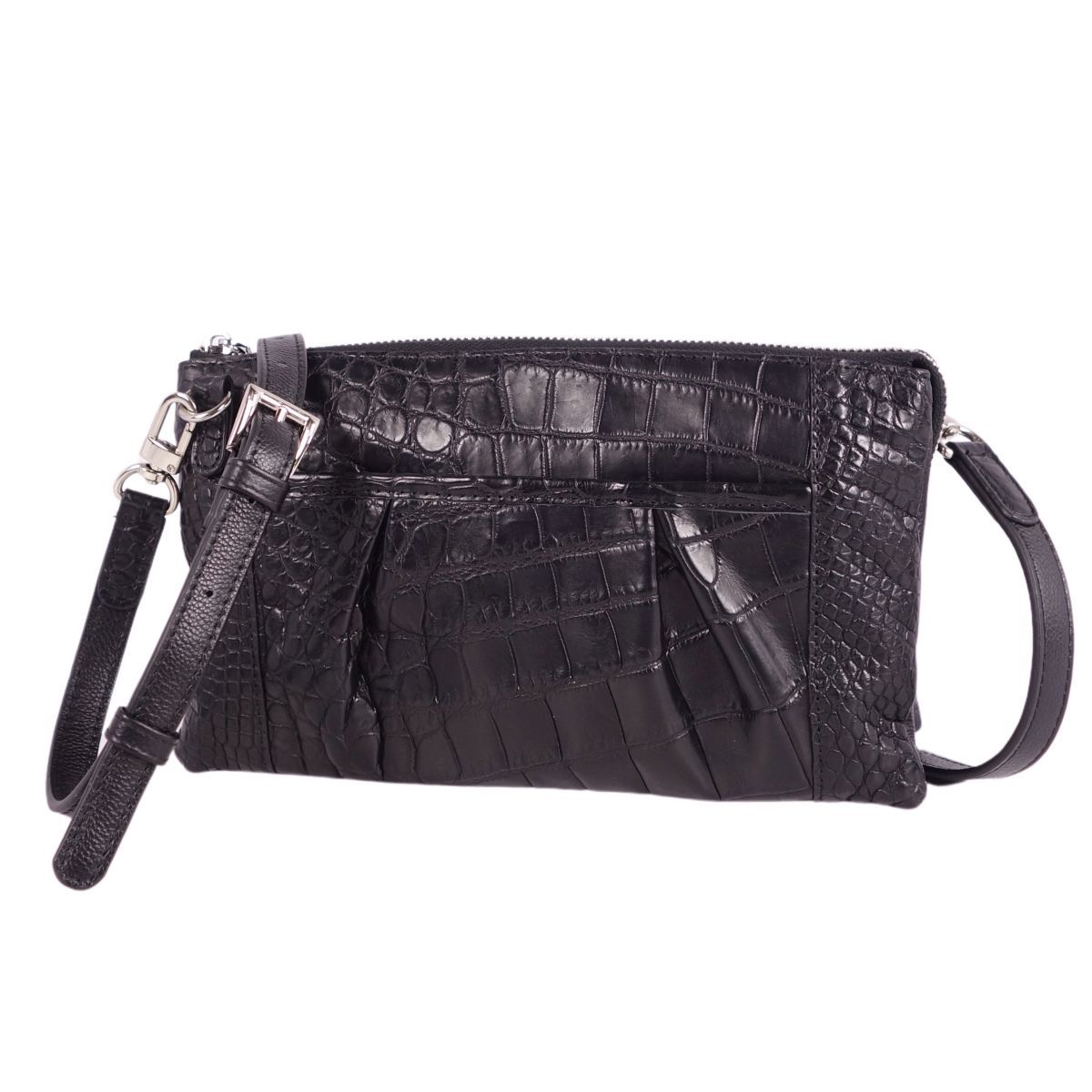 美品 クロコダイル CROCODILE バッグ ショルダーバッグ マットクロコ 