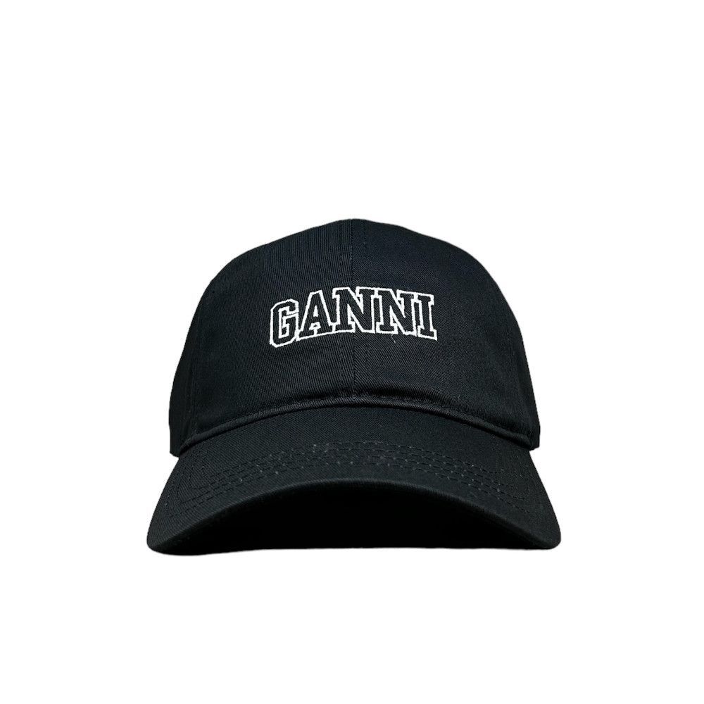 新品 Ganni ロゴ 刺しゅう ベースボール キャップ ブラック ガニー