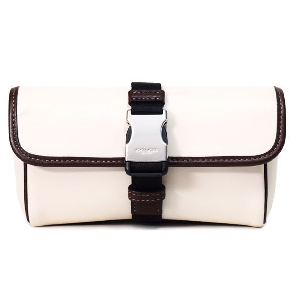 コーチ ポーチ COACH レザー レーサー スモール ドッグリーシュ付き スクエア フラップ ポーチ チャーク×メイプル CU238 コーチ ポーチ COACH レザー レーサー スモール ドッグリーシュ付き