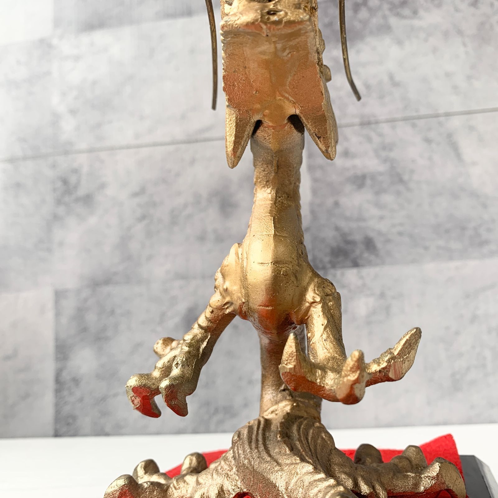昇龍 龍 金属 金色 オブジェ 置物 台座付き 工芸品 美術品 インテリア