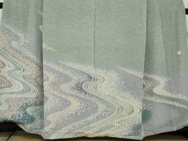 平和屋着物○熊野桂堂 友禅 蝋纈染 訪問着 流水文 暈し染め 正絹 逸品